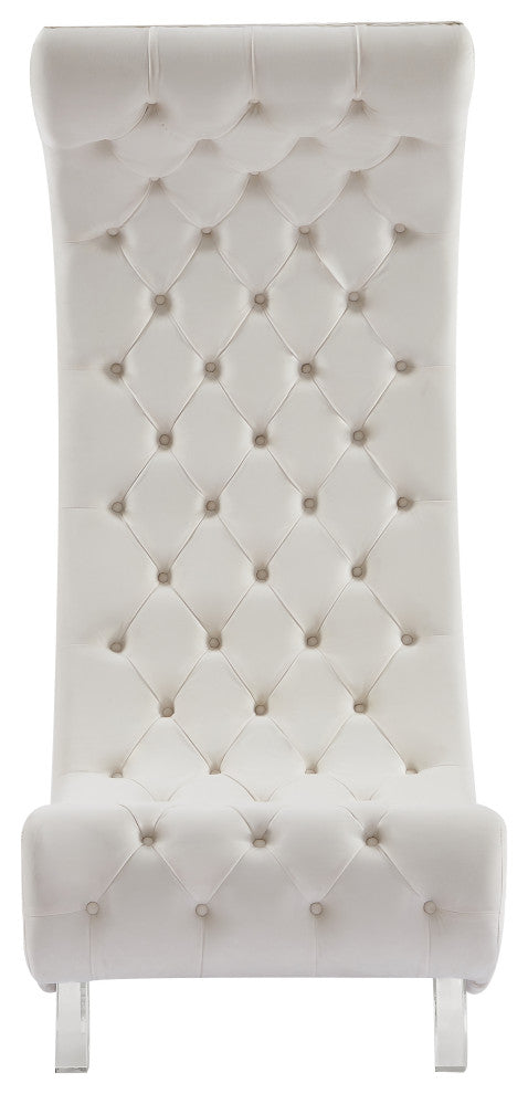 Crescent Velvet Upholstered Rounded Accent Chair, Cream