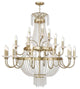 Foyer Chandelier With Clear Crystals,, Hand Applied Winter Gold