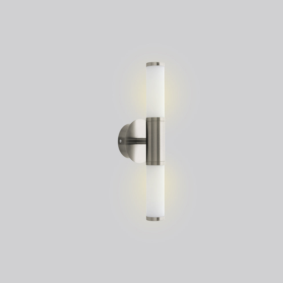 1x11W LED Vanity Wall Light, Satin Nickel Finish and Opal Glass