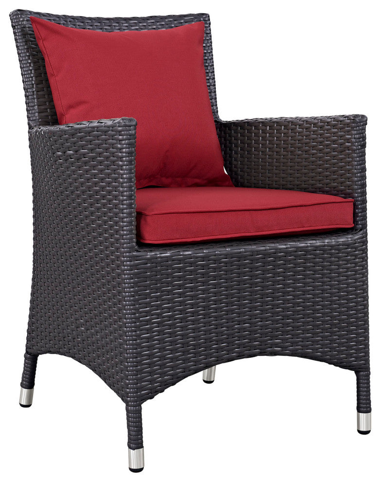 Espresso Red Convene Dining Outdoor Patio Armchair