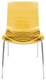 Leisuremod Astor Plastic Dining Chair With Chrome Base, Transparent Orange