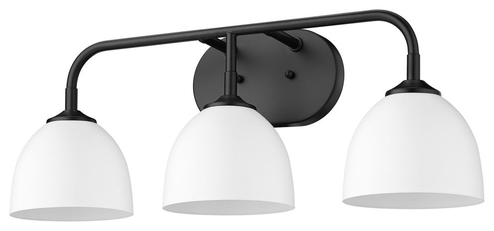 Zoey 3 Light Bath Vanity, Mattte Black With White