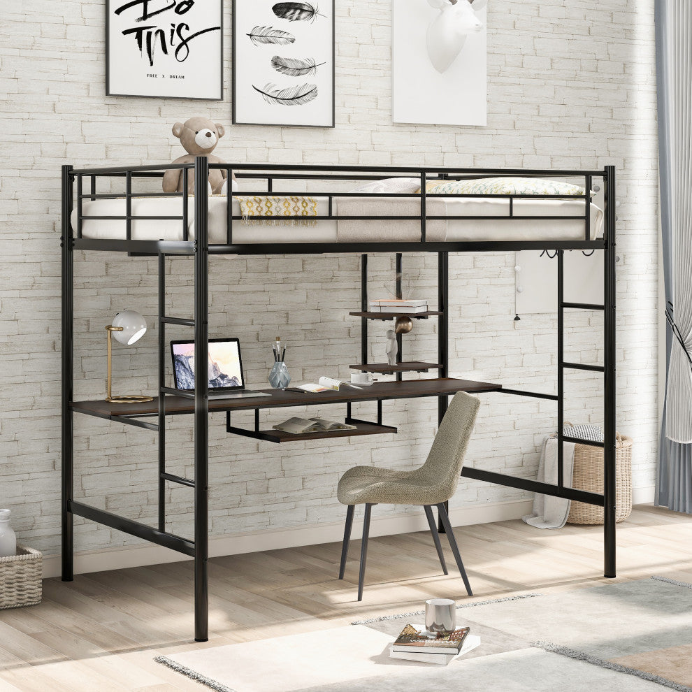 Gewnee Loft Bed with Desk and Shelf