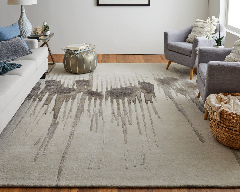 Ramiro R8882 Transitional/Industrial/Casual Rug, Gray/Brown, 2'x3'