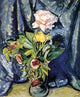 Alfred Henry Maurer Flowers Against a Blue Drape - 20" x 25" Premium Canvas Prin