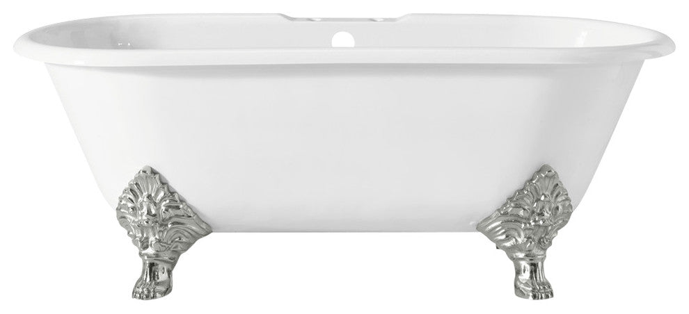 Cheviot Products Carlton Cast Iron Bathtub With Faucet Holes, Chrome