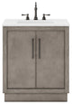 Hugo Carrara White Marble Countertop Bathroom Vanity in Grey Oak, Bronze Handle, 30", Vanity With Gooseneck Faucet