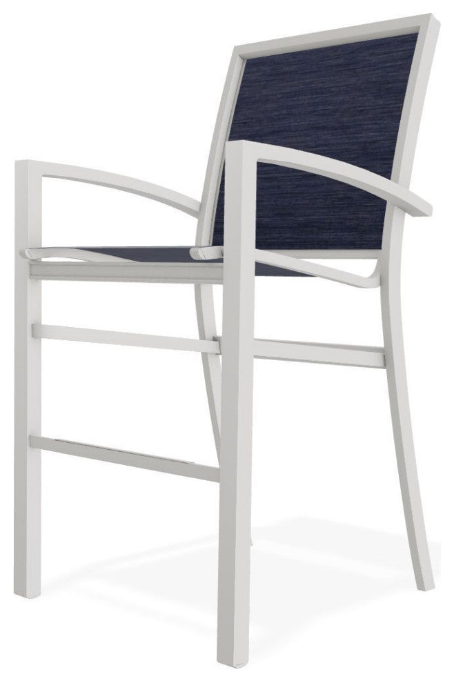 Kendall Sling Bar Height Stackable Outdoor Stool, Collect Indigo/Snow