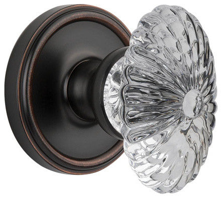Grandeur Single Dummy-Georgetown Plate-Burgundy Crystal Knob-Timeless Bronze