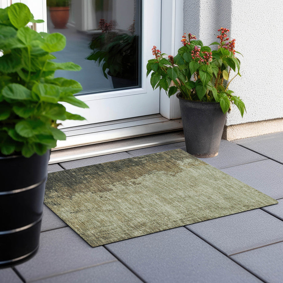 Machine Washable Indoor/Outdoor Chantille ACN1904 Olive 1'8" x 2'6" Rug