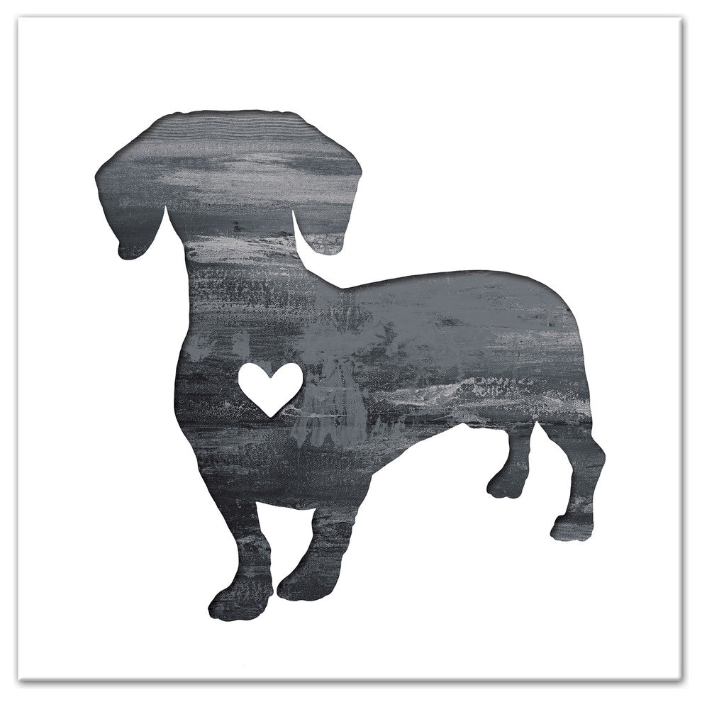 Designs Direct Creative Group Ink Silhouette Dachshund 16x16 Canvas Wall Art