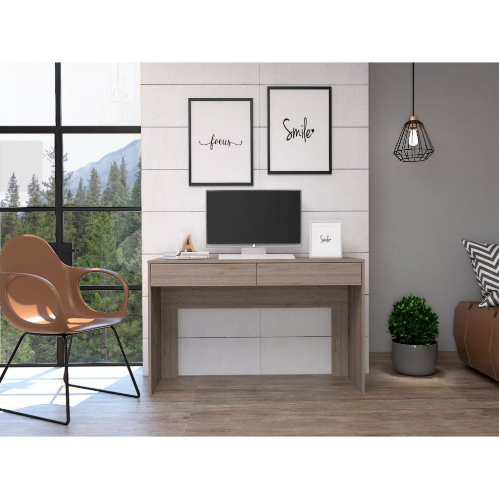Acanto 2-Drawer Computer Desk with 2 Handleless Drawers, Light Gray
