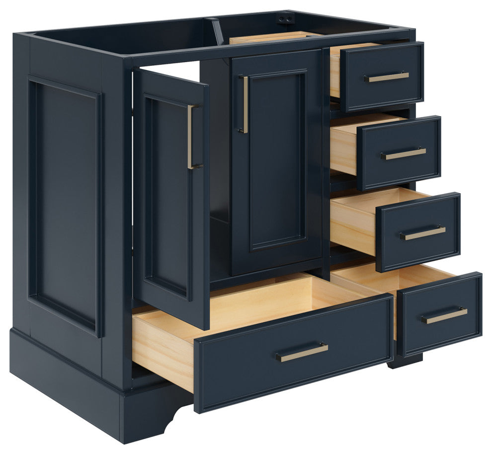 Ariel Stafford 36" Single Left Offset Sink Bathroom Vanity Base, Midnight Blue