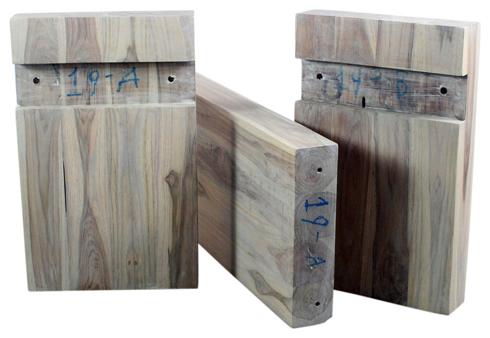 Haussmann Teak Block Bench 48 x 12 x 19 inch High KD Grey Oil