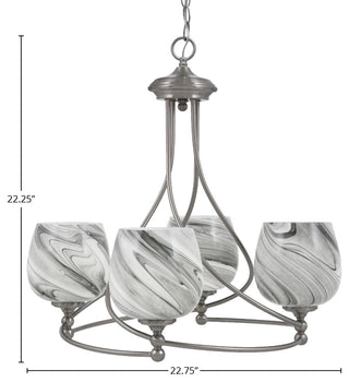 Capri 4-Light Chandelier, Brushed Nickel/Onyx Swirl