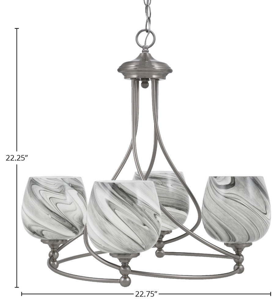 Capri 4-Light Chandelier, Brushed Nickel/Onyx Swirl