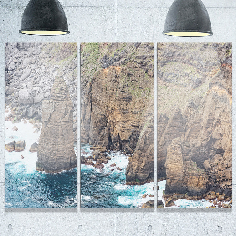 "Heave Rocks in Azores Beach" Metal Wall Art, 3 Panels, 36"x28"