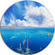 Beautiful Blue Salk Lake, Seascape Round Metal Wall Art, 11"