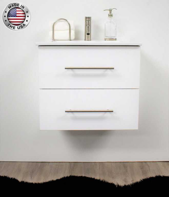 Napa 30" Modern Floating Bathroom Vanity With Round Handles Cabinet Only, Glossy White