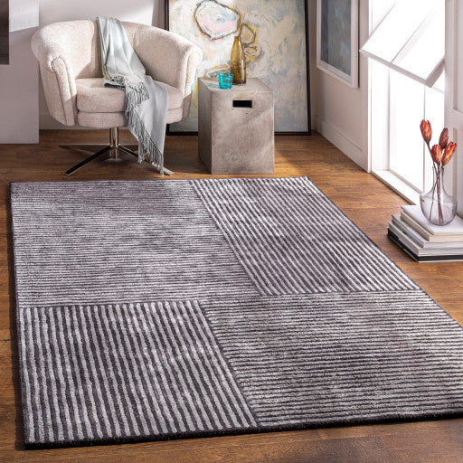 Surya Quartz QTZ-5038 5'x7'6" Rug, Black/Medium Gray