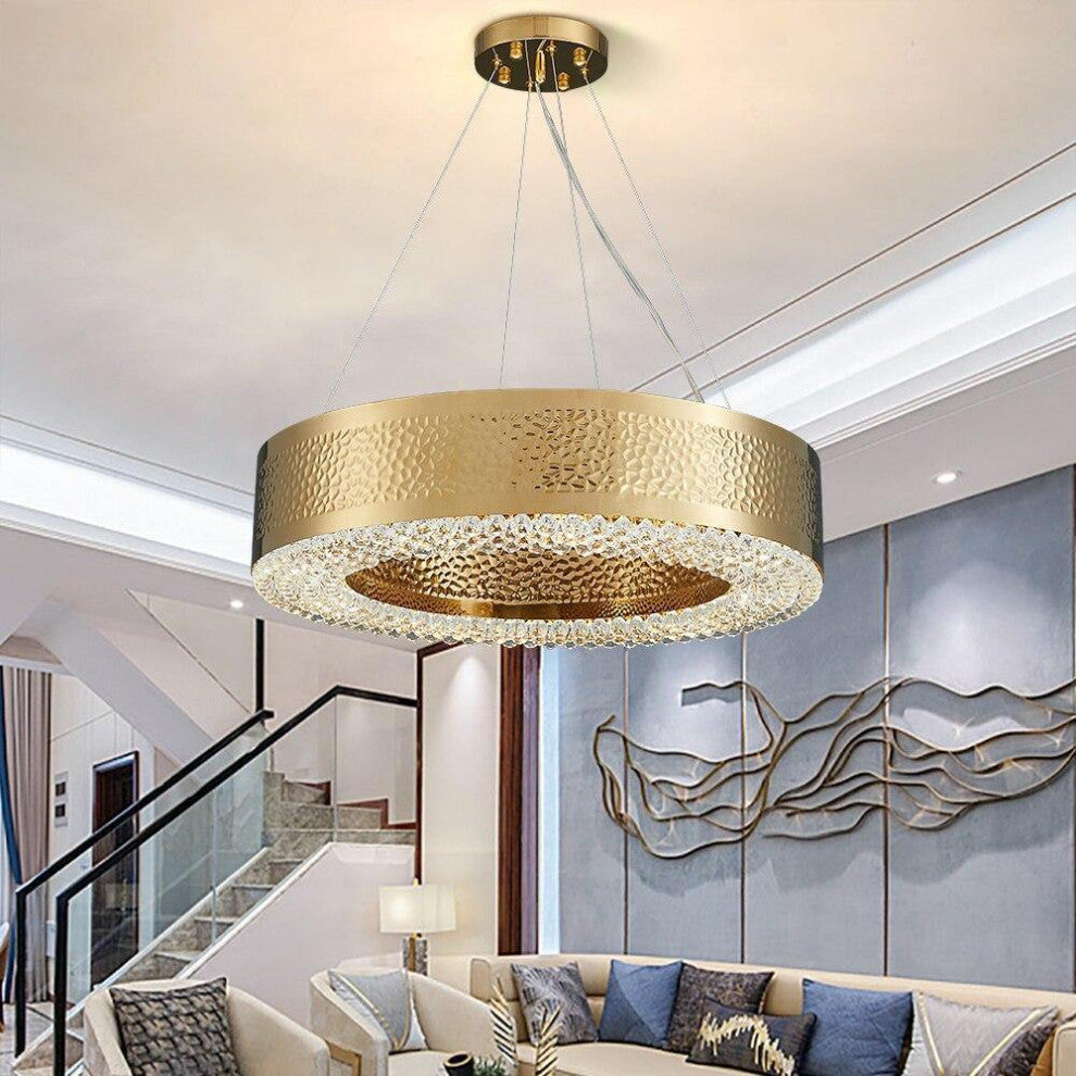 Geneve Gold Plated Crystal Chandelier, Diameter 32"