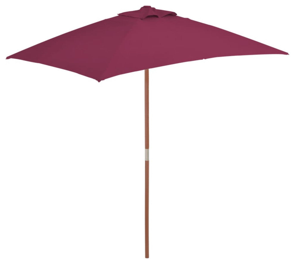 vidaXL Outdoor Parasol with Wooden Pole 59.1"x78.7" Bordeaux Red