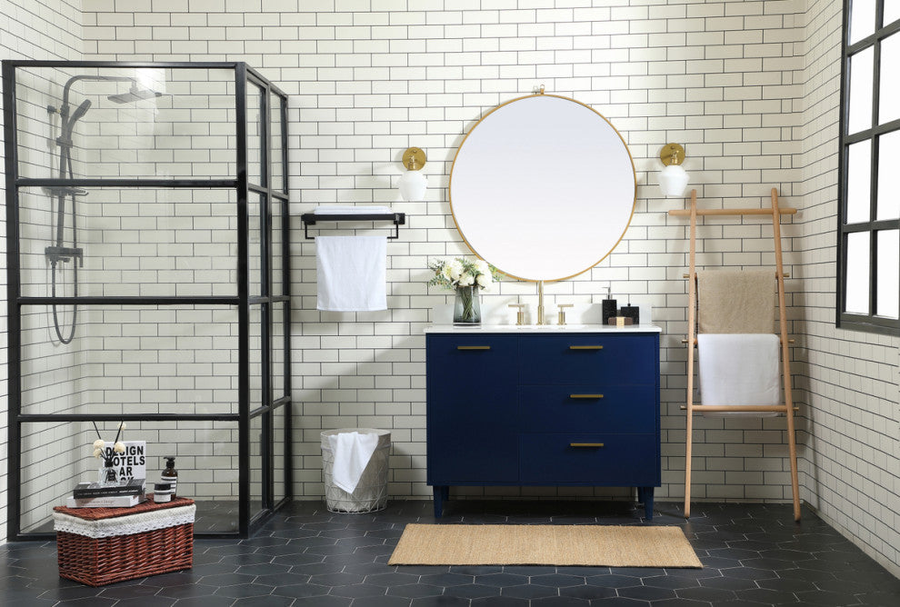 Home Living 42" Bathroom Vanity, Blue With Backsplash