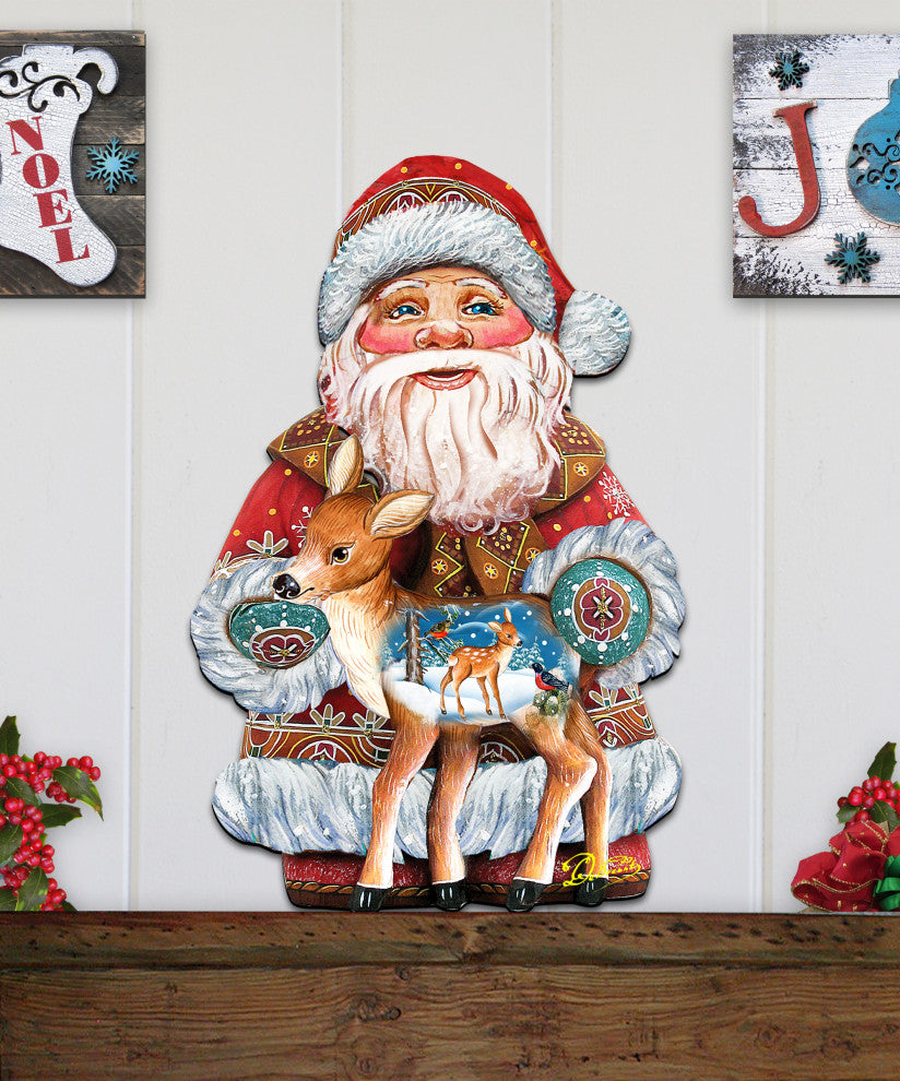 Holiday Fawn, Wooden Decorative Door Hanger