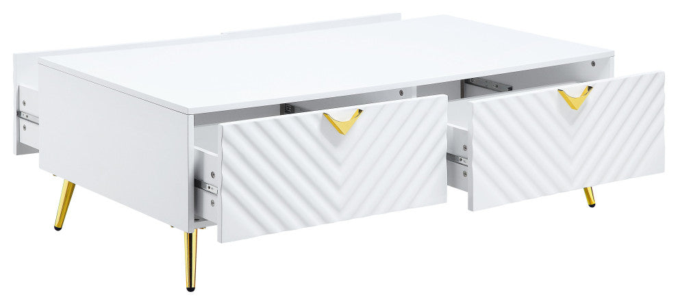ACME Gaines Coffee Table, White High Gloss Finish