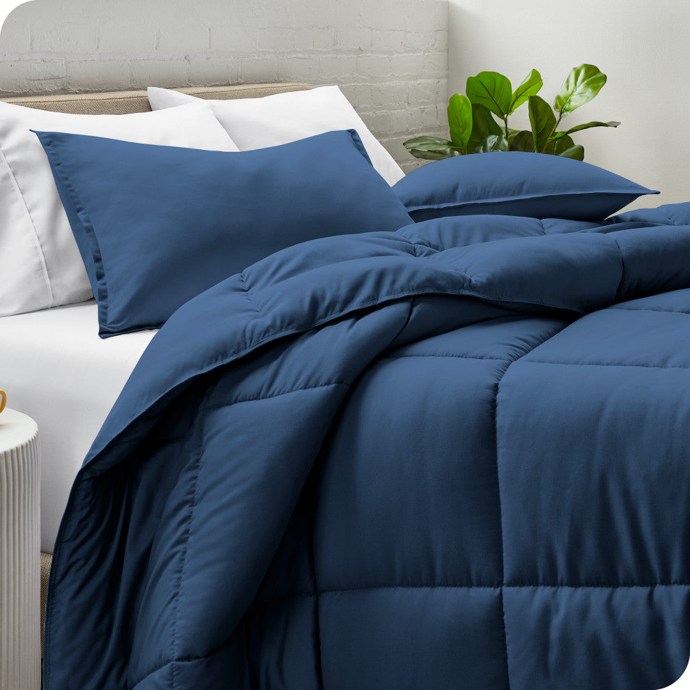 Bare Home Down Alternative Comforter Set, Dark Blue, King/Cal King
