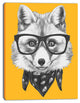Funny Fox with Formal Glasses, Contemporary Animal Art Canvas, 30"x40"
