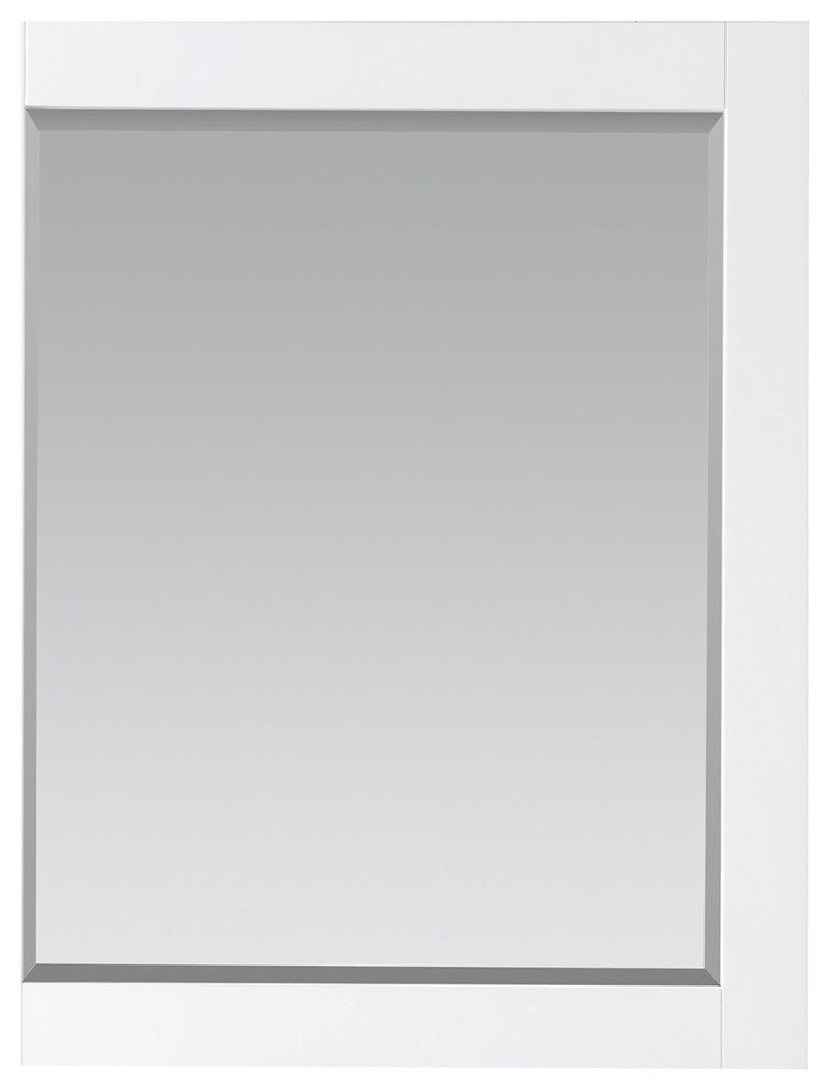 Maribella Rectangular Bathroom Wood Framed Wall Mirror, White, 28"