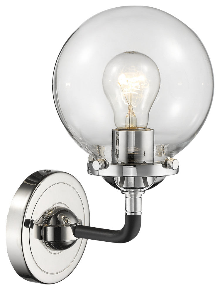 1-Light Beacon 6" Sconce, Black Polished Nickel, Glass: Clear