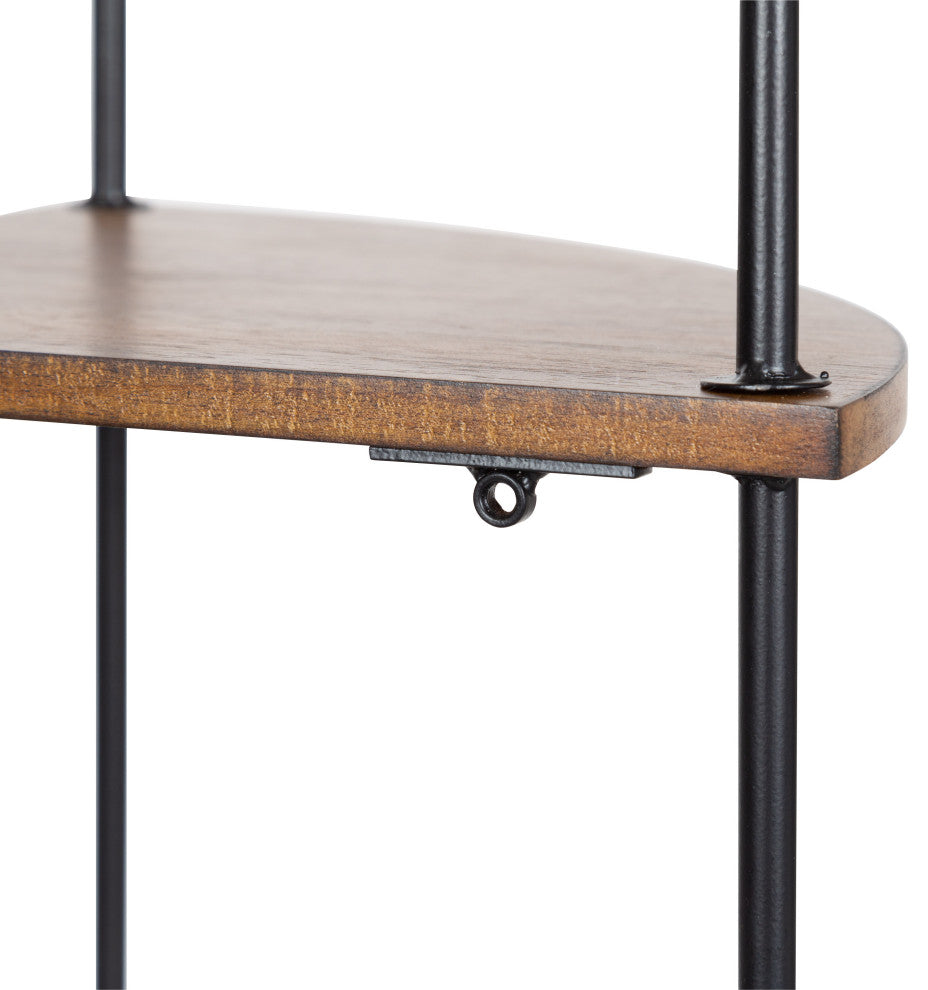 Walters Corner Shelf, Rustic Brown/Black, 17"x12"x35"