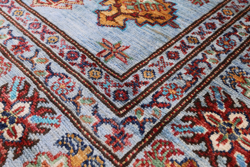 4' 11" X 6' 10" Super Kazak Hand-Knotted Wool Rug Q10919