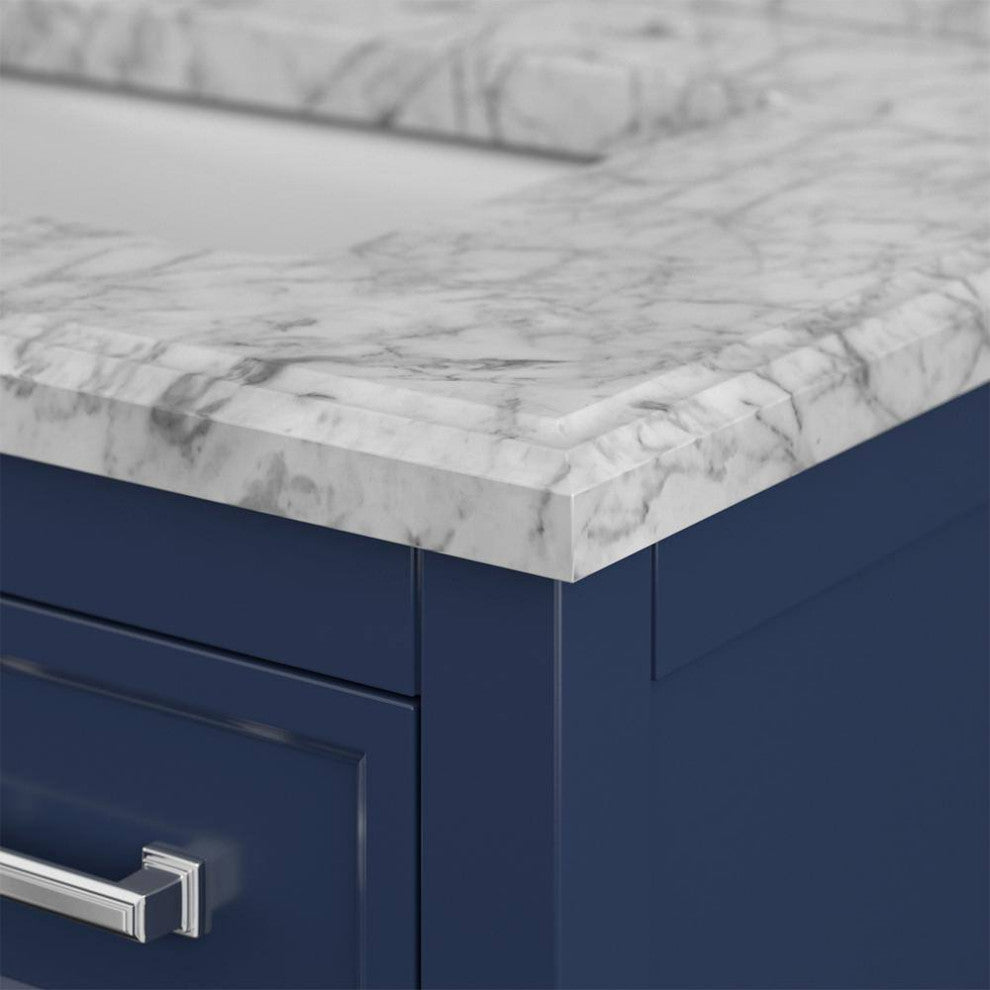 Affinity Bathroom Vanity With Carrara Marble Countertop, Blue, 31 in