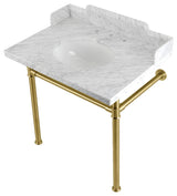 LMS30M87ST 30" Carrara Marble Console Sink with Stainless Steel Legs
