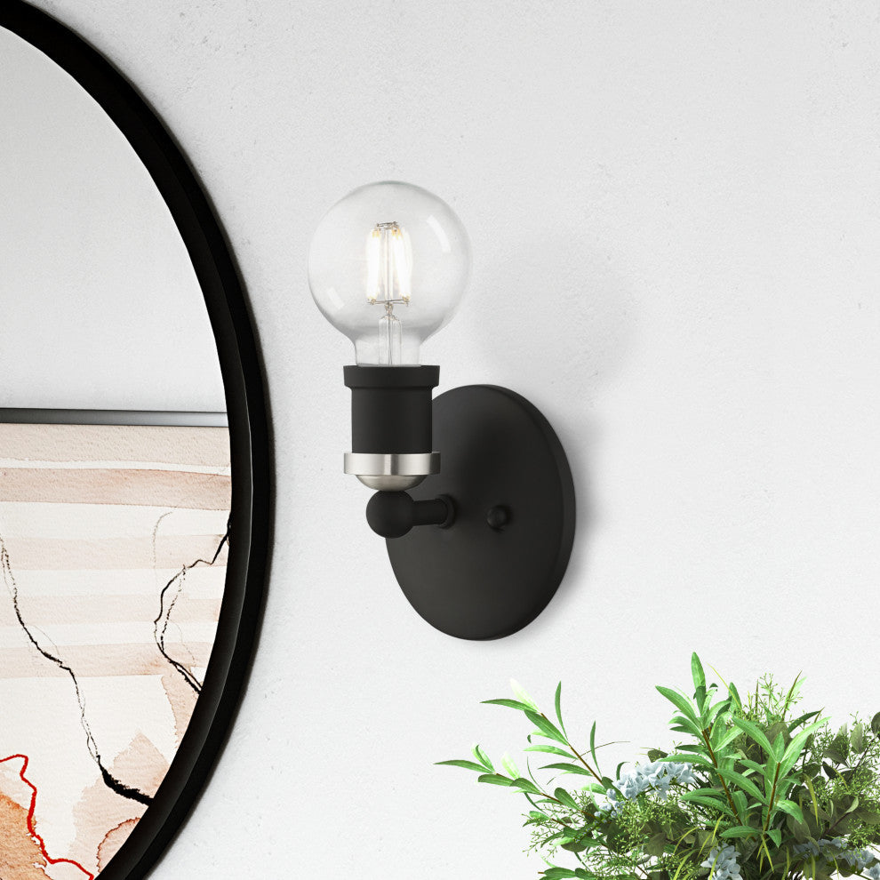 Lansdale 1 Light Black With Brushed Nickel Accents ADA Single Vanity Sconce