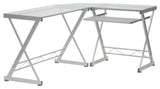 L-Shaped Tempered Glass Top Computer Desk -Clear