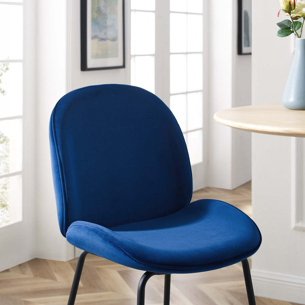 Counter Stool Chair, Velvet, Metal, Blue Navy, Modern, Bar Pub Bistro Restaurant