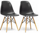 Mod Made Paris Tower Side Chair Wood Leg, Black, Set Of 2