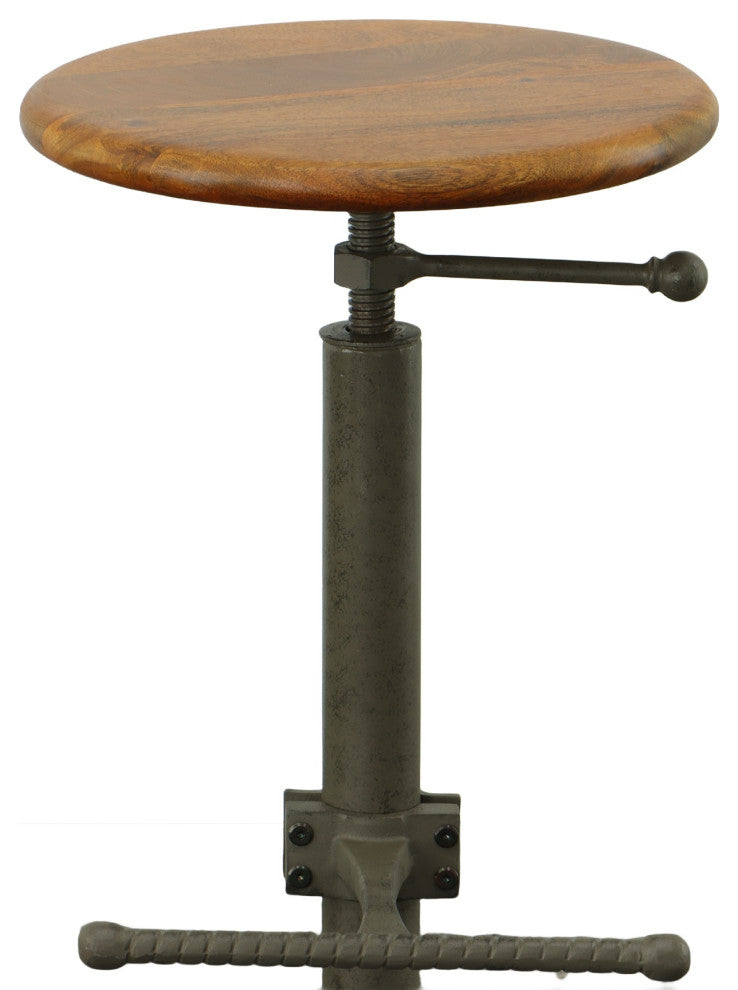 Justin Adjustable Stool, Chestnut/Industrial