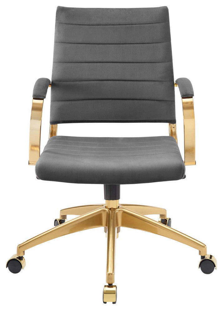 Computer Work Desk Chair, Velvet, Gray, Modern, Home Business Office