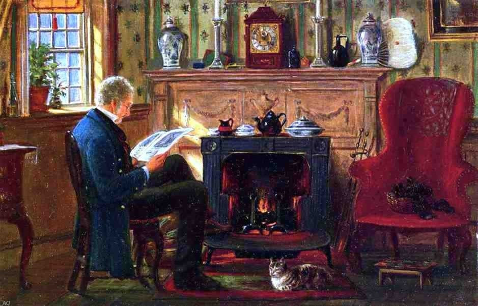 Edward Lamson Henry Examining Illustrations by the Fire Gallery Wrapped Canvas