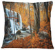 Autumn Mountain Waterfall Close View Landscape Photography Throw Pillow, 16"x16"