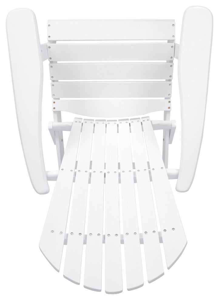 Outdoor Acacia Wood Folding Adirondack Chairs With Cushions, Set of 2, White/Gray
