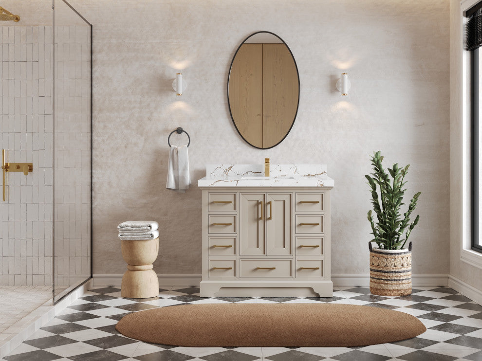 Charlotte 42" Single Sink Bath Vanity in Fine Grain 2" Viola Brown