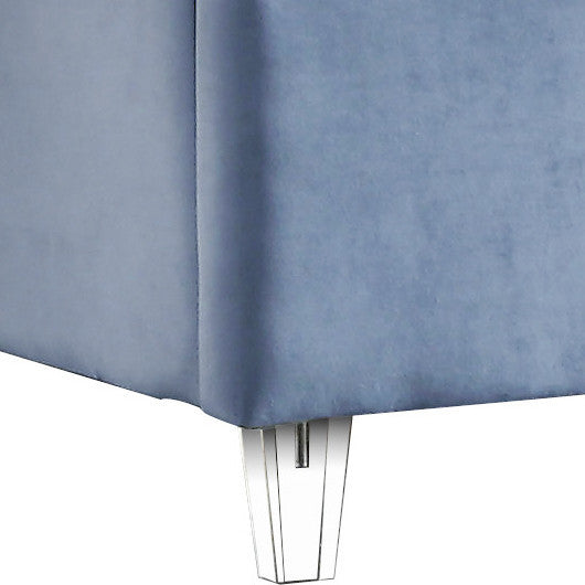 Candace Velvet Upholstered Bed, Sky Blue, Full