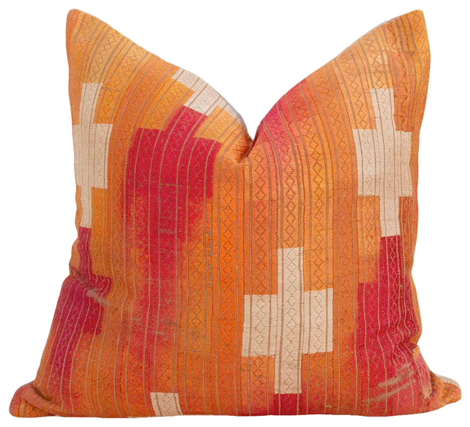 Terracota Gold Silk Phulkari Pillow