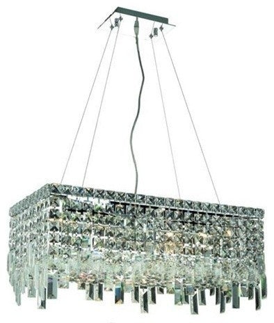 Elegant Maxim Dining Room Light, Chrome Finish With Royal Cut Crystal